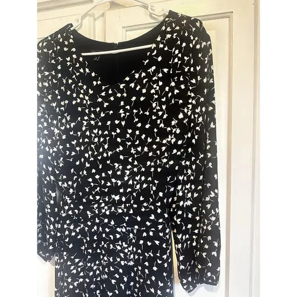 Talbots Size 16 Dress Belted Black Long Sleeve Office Church Party Stretch - Picture 3 of 12